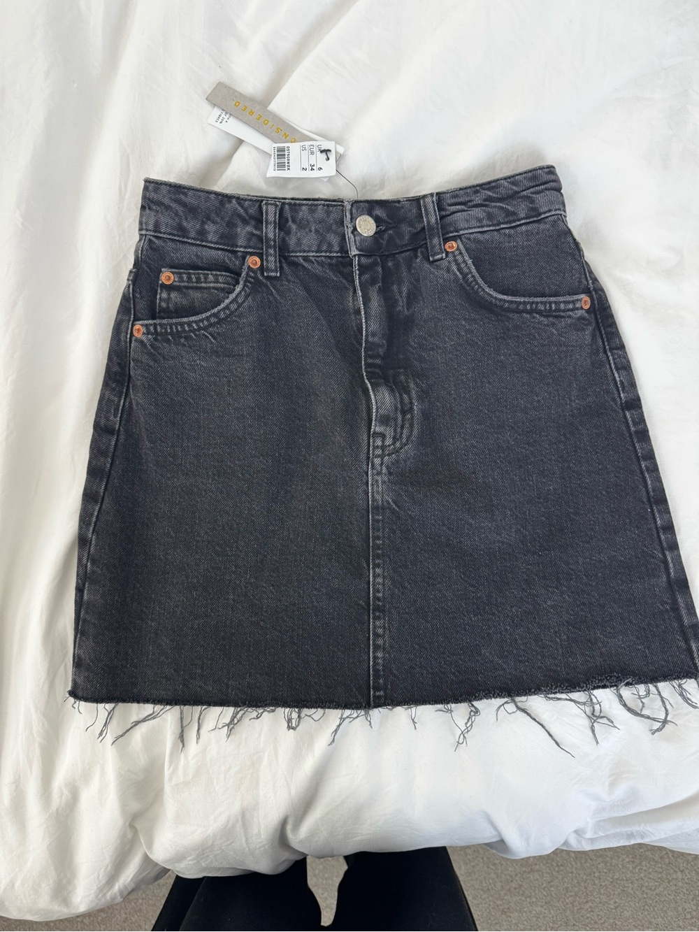 NWT Topshop Black Washed Denim A-Line Mini Skirt